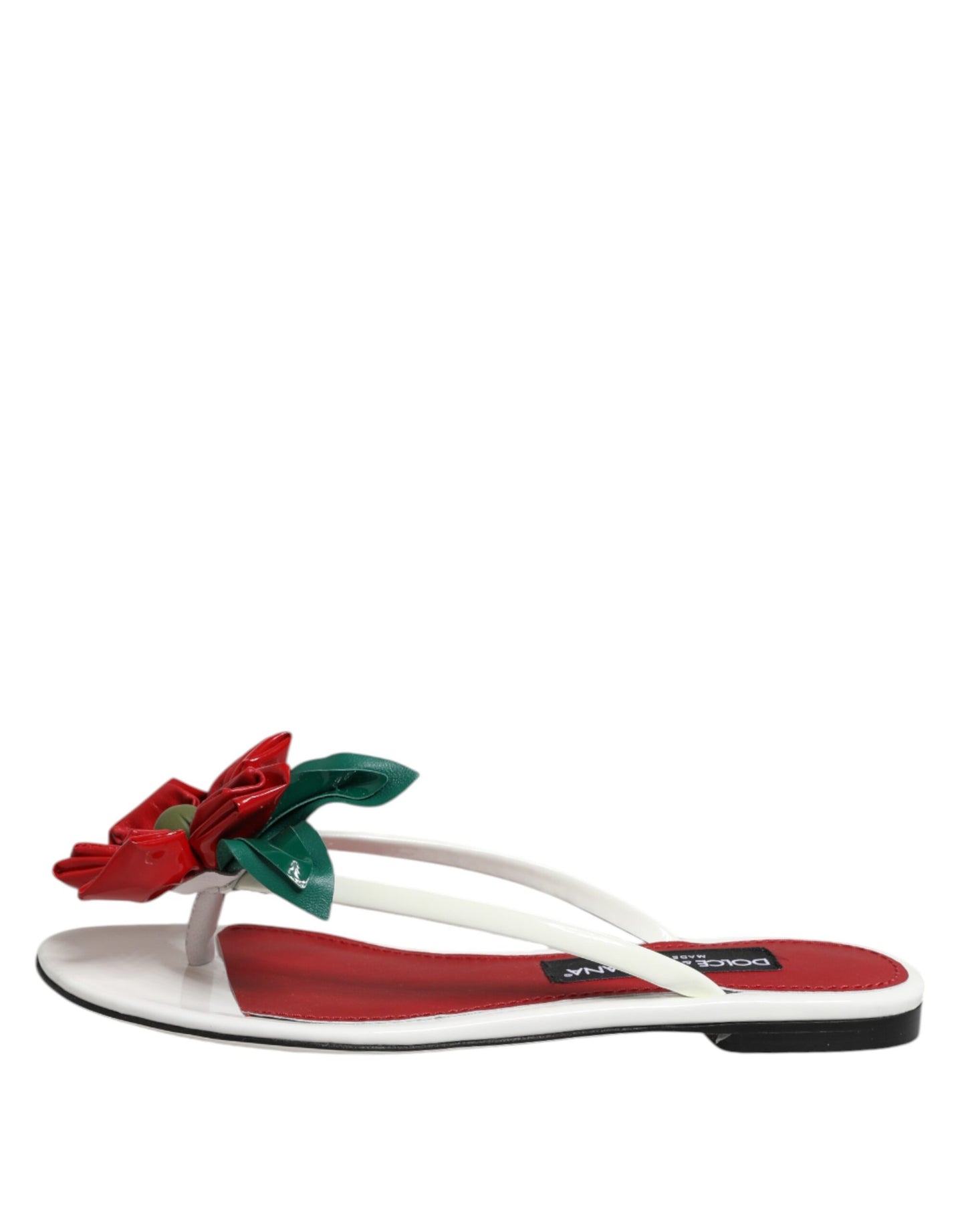 Dolce & Gabbana Rot Weiß KEIRA Blumen Leder Sandalen Schuhe