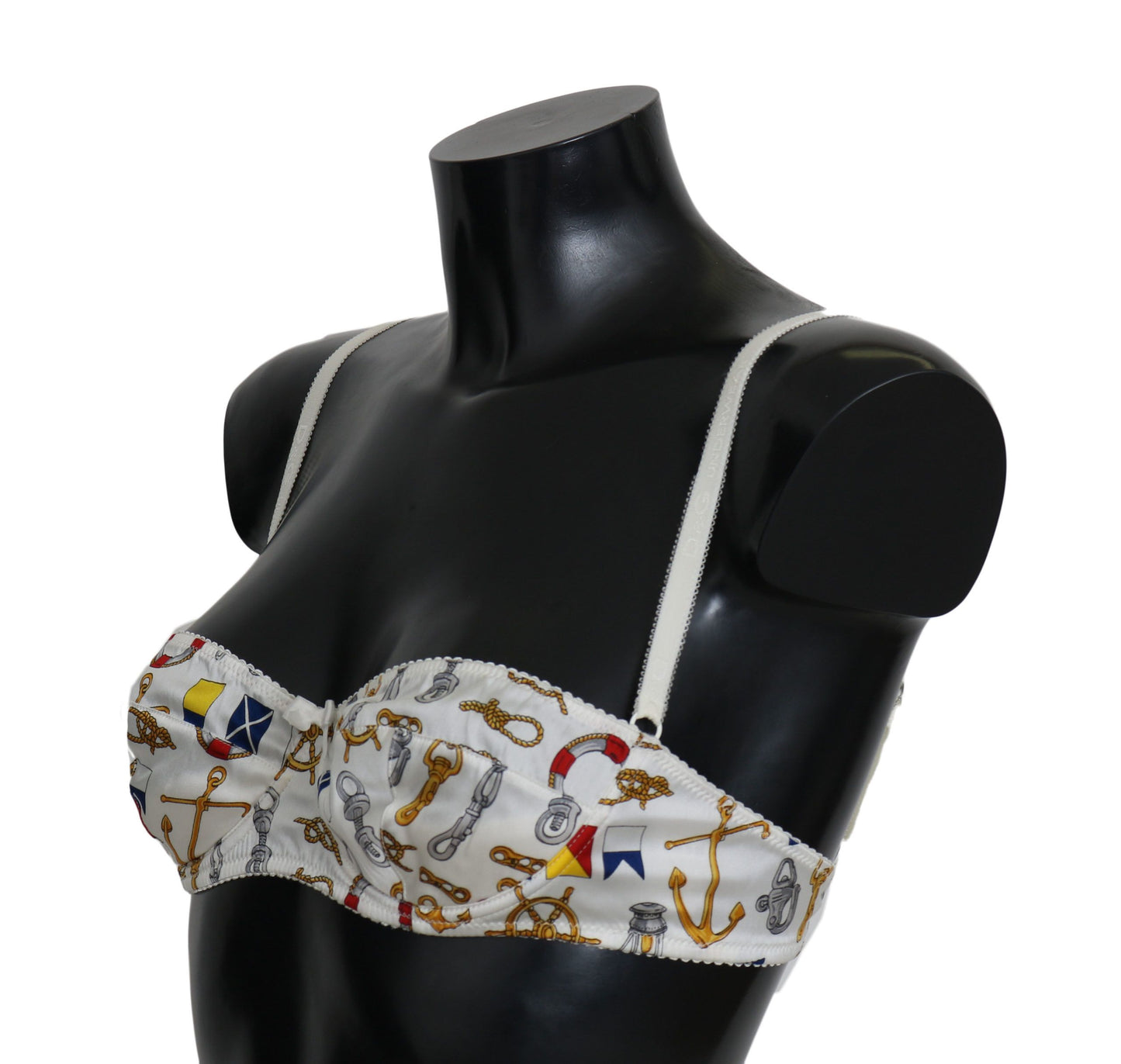 Dolce & Gabbana – Weiße Balconette-Unterhose mit Matrosen-Print