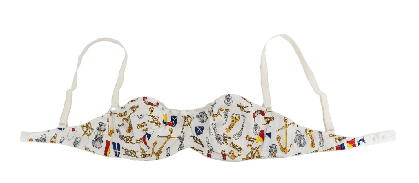 Dolce & Gabbana – Weiße Balconette-Unterhose mit Matrosen-Print