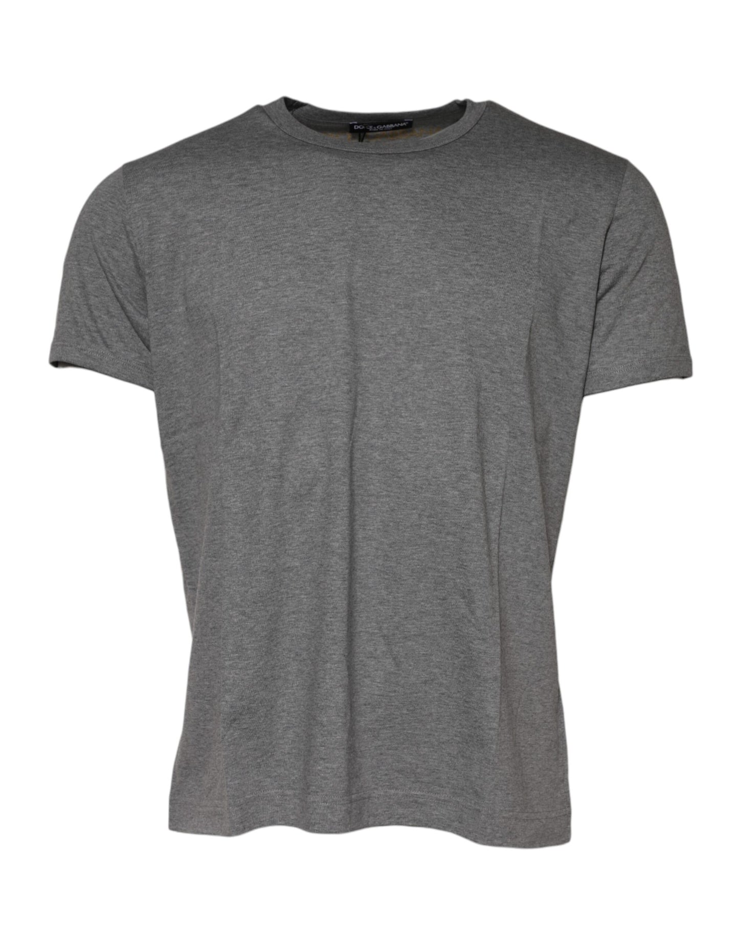 Dolce & Gabbana – Graues T-Shirt aus Baumwolle mit Rundhalsausschnitt und kurzen Ärmeln