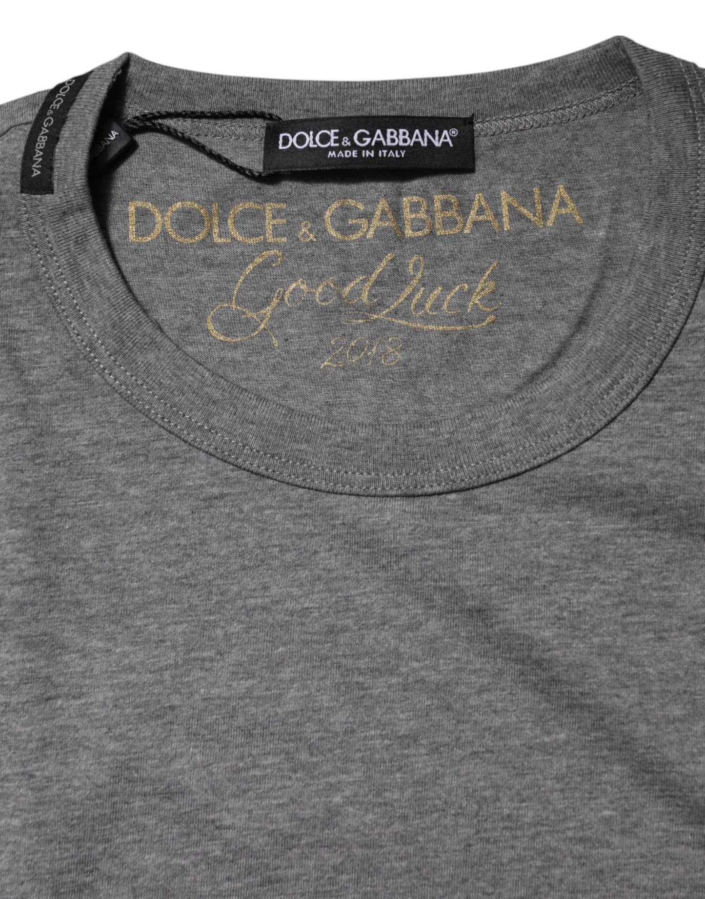 Dolce & Gabbana – Graues T-Shirt aus Baumwolle mit Rundhalsausschnitt und kurzen Ärmeln