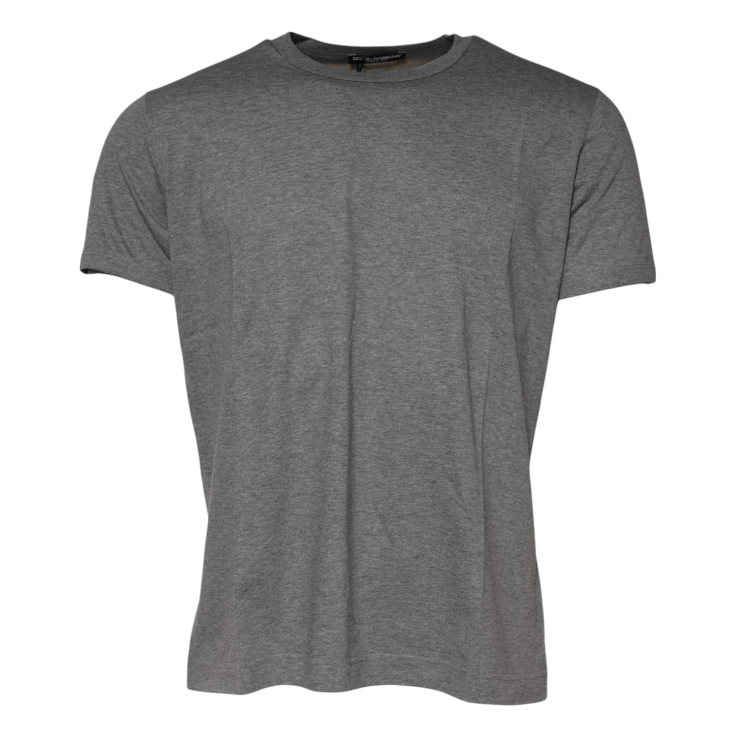 Dolce & Gabbana – Graues T-Shirt aus Baumwolle mit Rundhalsausschnitt und kurzen Ärmeln