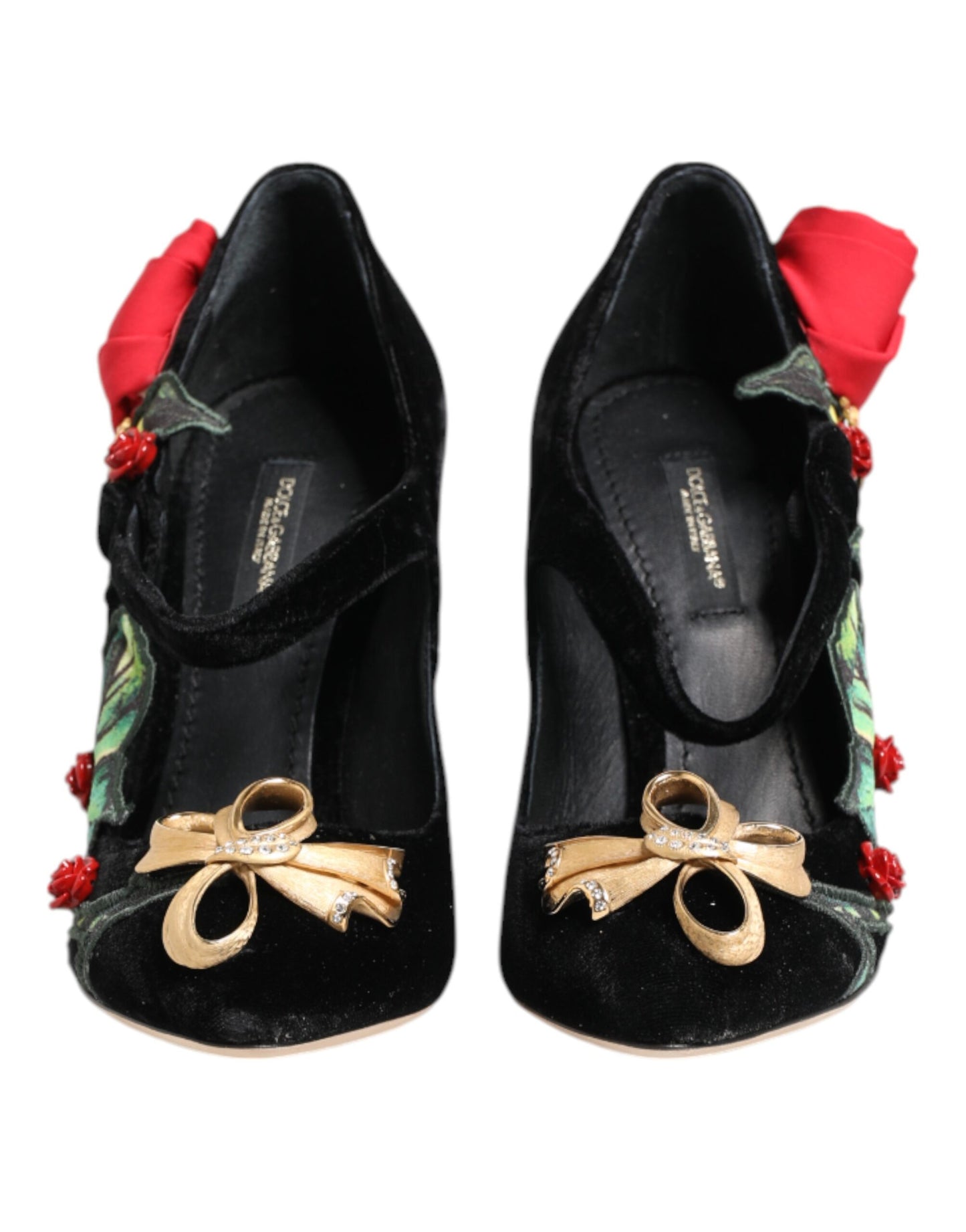 Dolce & Gabbana – Mary-Jane-Schuhe mit schwarzer Rosen-Kristallbrosche