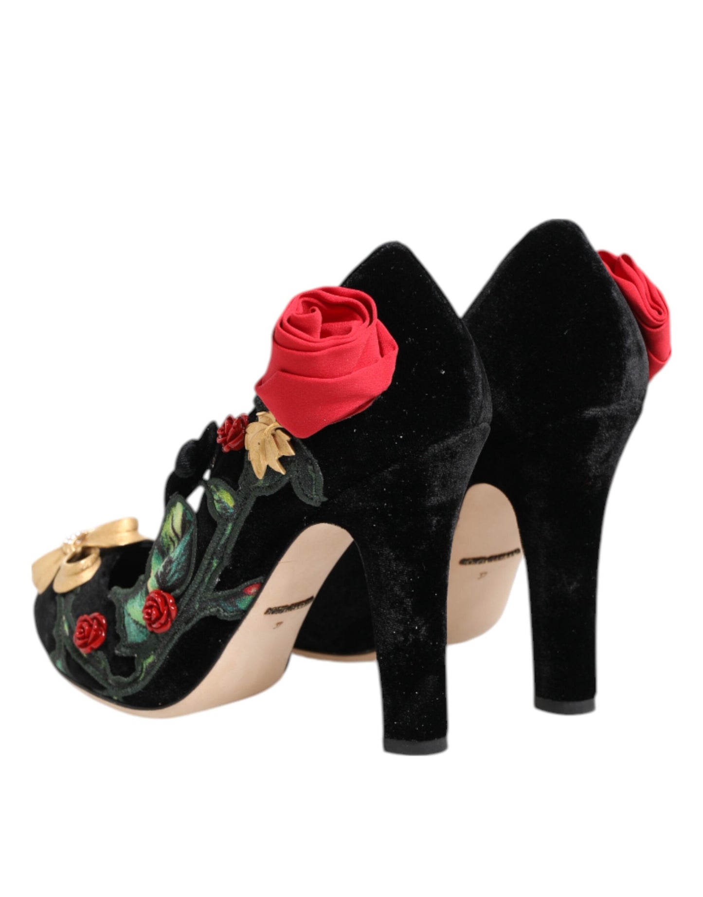 Dolce & Gabbana – Mary-Jane-Schuhe mit schwarzer Rosen-Kristallbrosche