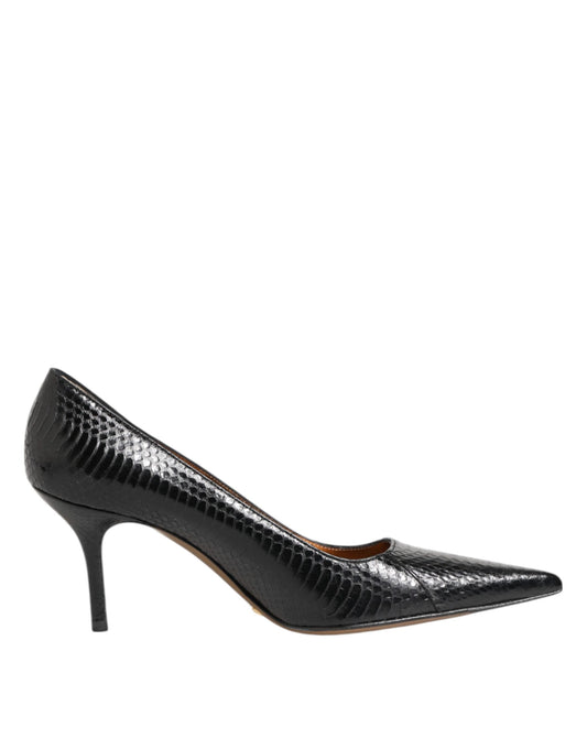 Dolce & Gabbana Black Exotic Leather Stiletto Pumps Shoes