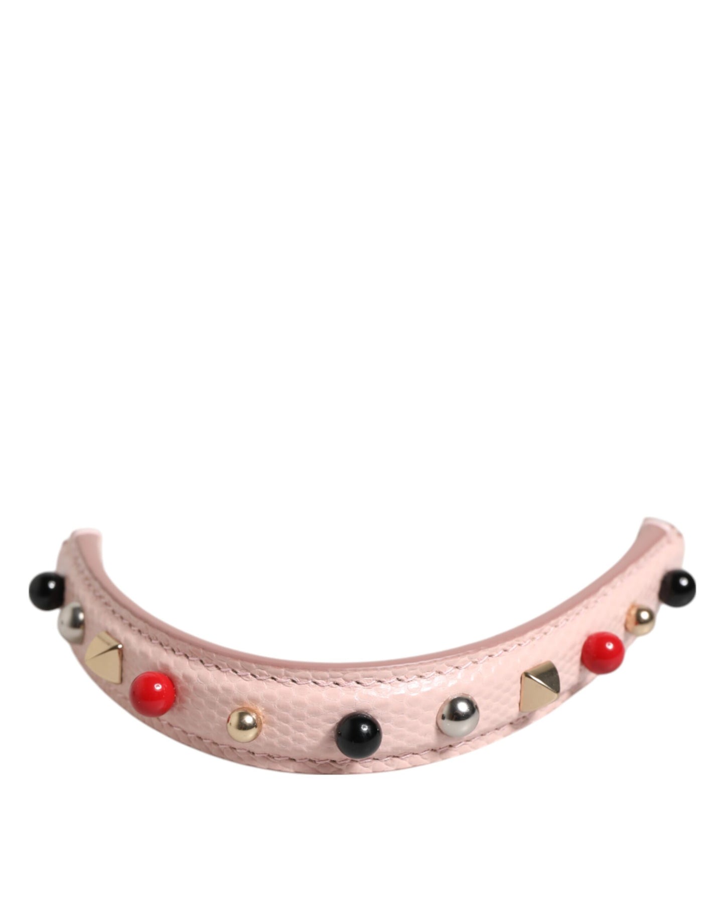 Dolce & Gabbana – Hellrosa verzierter Schultergurt mit Ledergriff