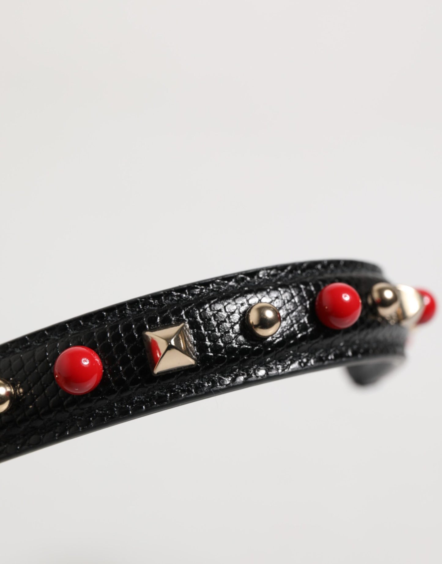 Dolce & Gabbana Schwarz verzierter Ledertaschengriff Damen Schultergurt