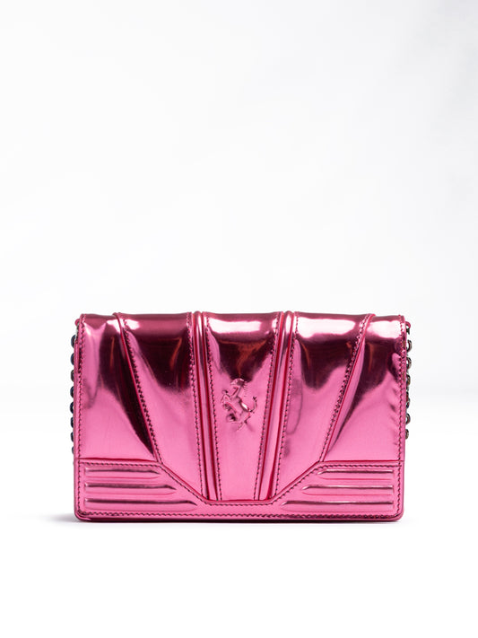Ferrari Metal Pink GT Lackledertasche mit Kette