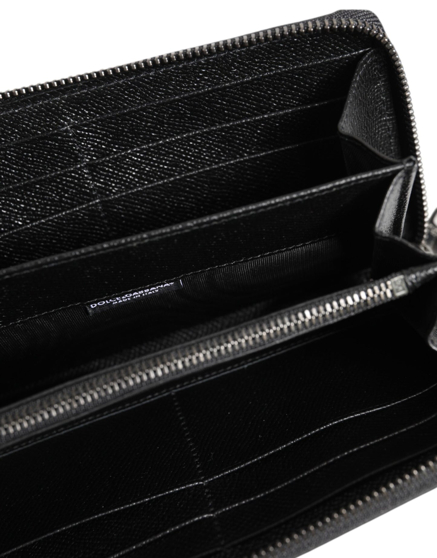 Dolce & Gabbana Black Leather #DGFAMILY Zipper Continental Mens Wallet