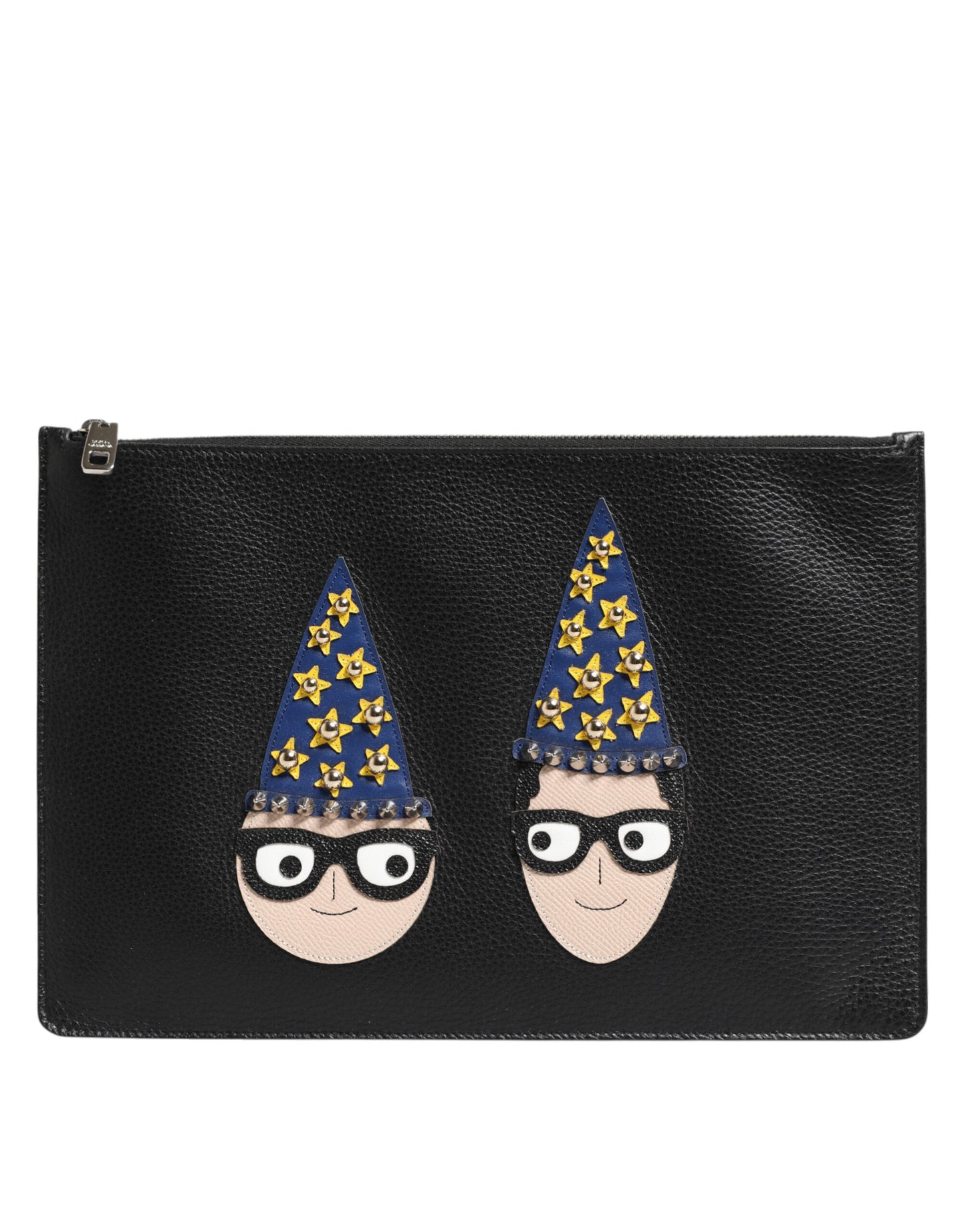Dolce & Gabbana Schwarzes Leder #DGFAMILY Verzierte Herren Clutch