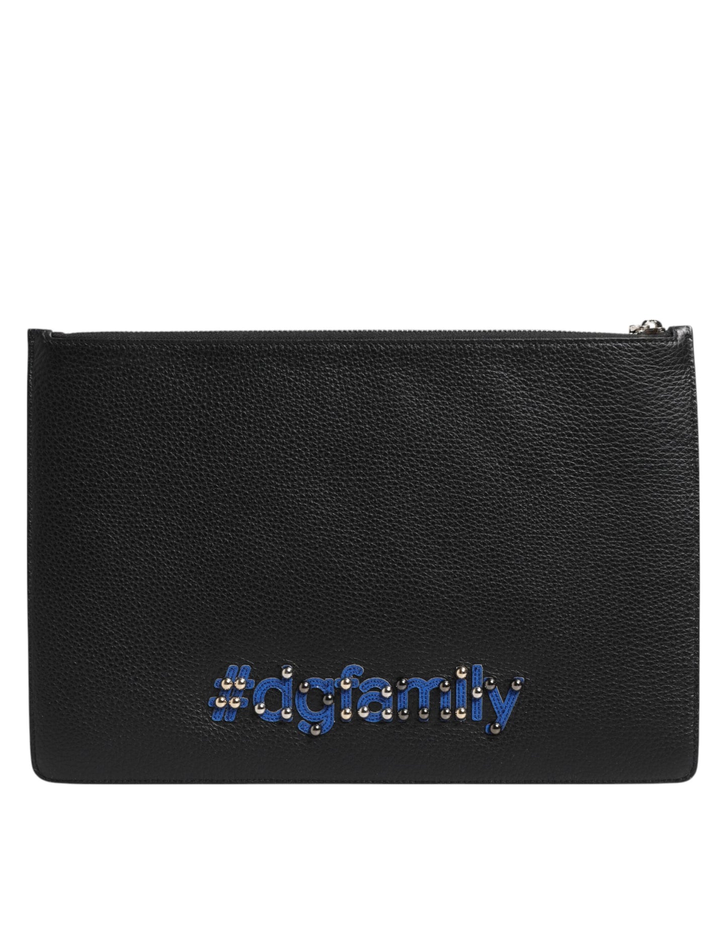 Dolce & Gabbana Schwarzes Leder #DGFAMILY Verzierte Herren Clutch