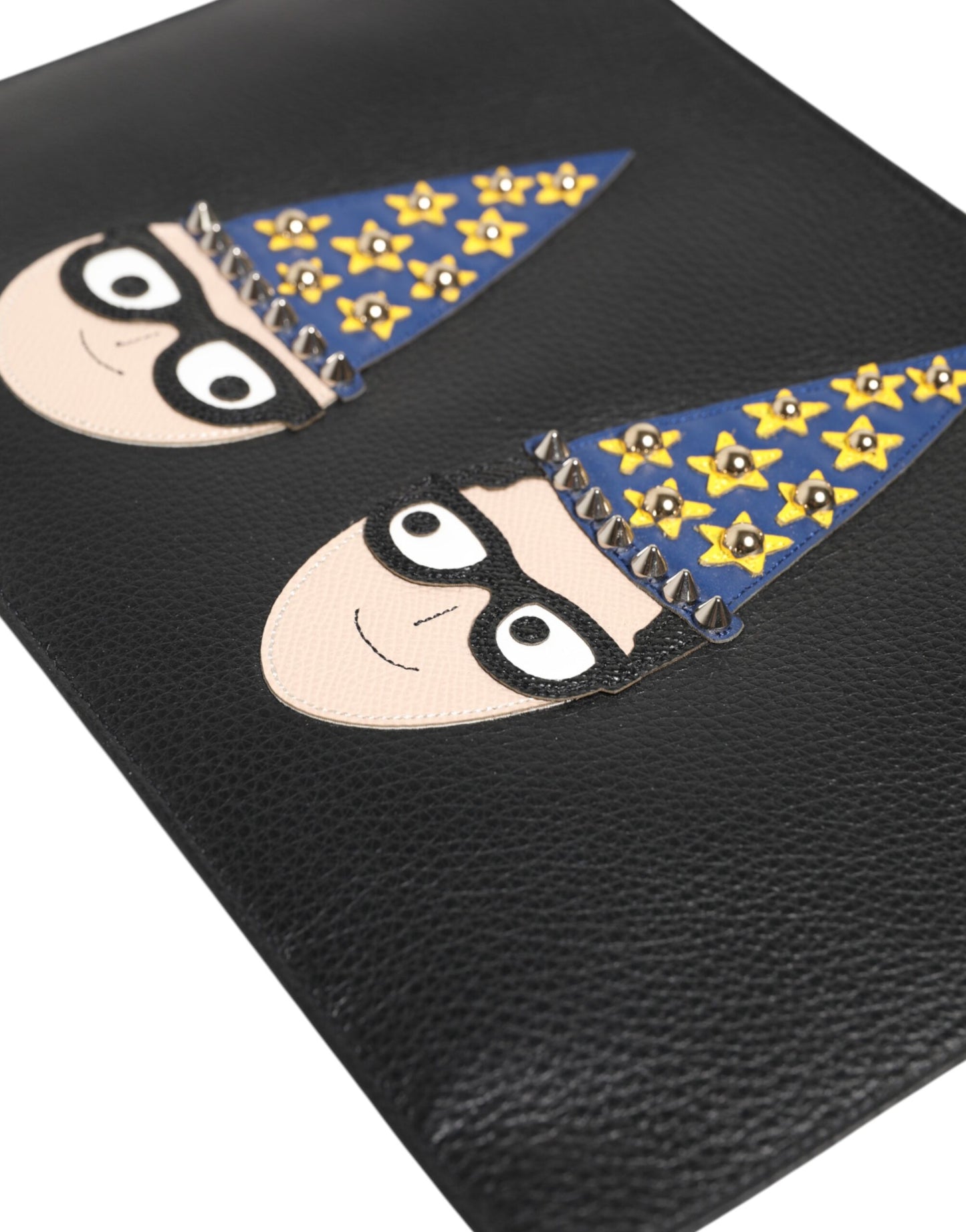 Dolce & Gabbana Schwarzes Leder #DGFAMILY Verzierte Herren Clutch