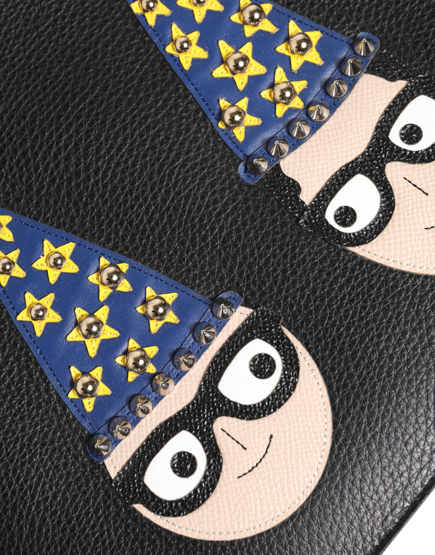 Dolce & Gabbana Schwarzes Leder #DGFAMILY Verzierte Herren Clutch