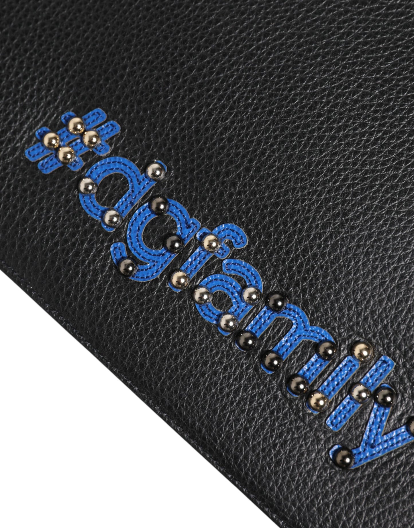 Dolce & Gabbana Schwarzes Leder #DGFAMILY Verzierte Herren Clutch
