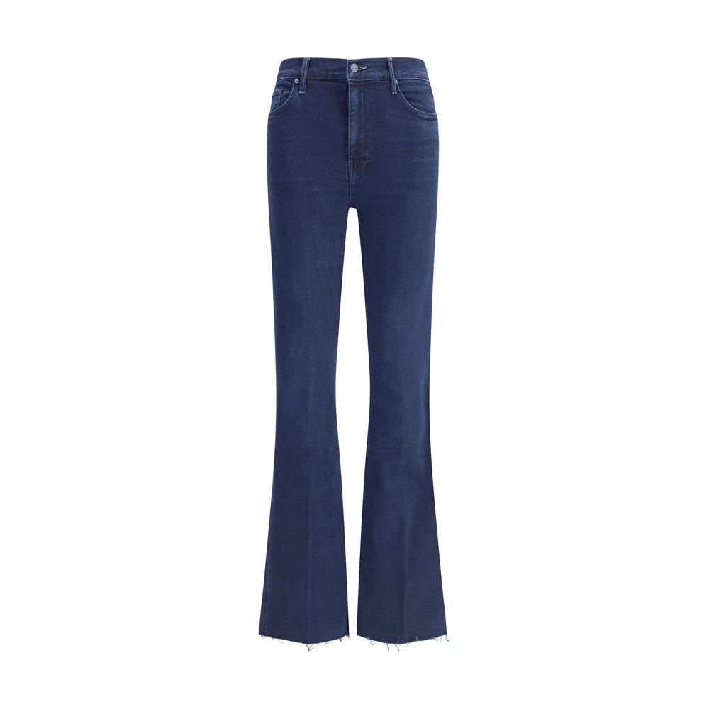 Mother Denim – Weekender – Kurze Schlagjeans mit Fransen