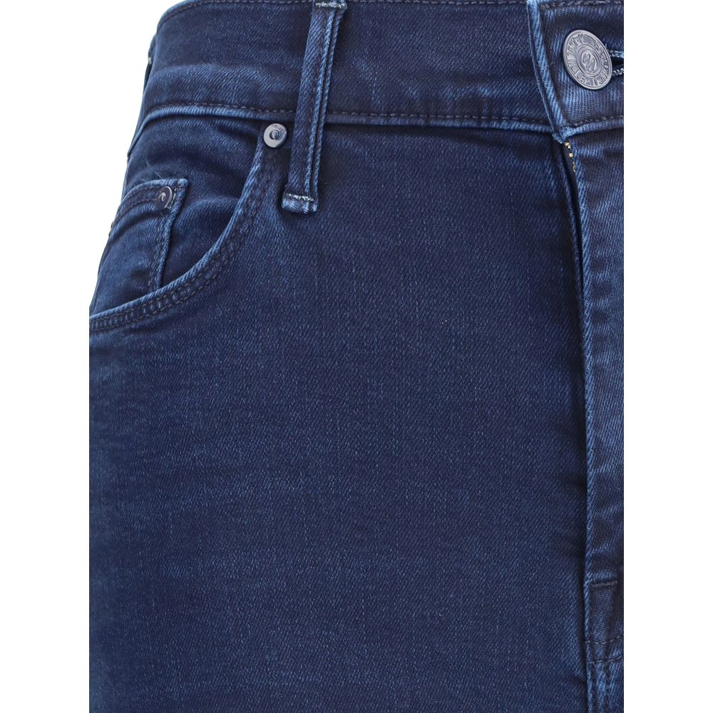 Mother Denim – Weekender – Kurze Schlagjeans mit Fransen