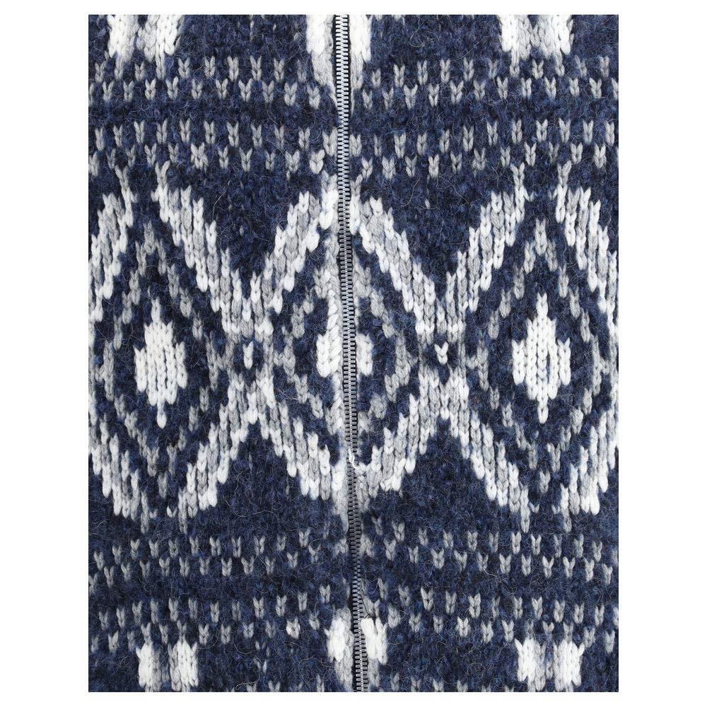 Brunello Cucinelli Blue Alpaca Vicugna Pacos Cardigan
