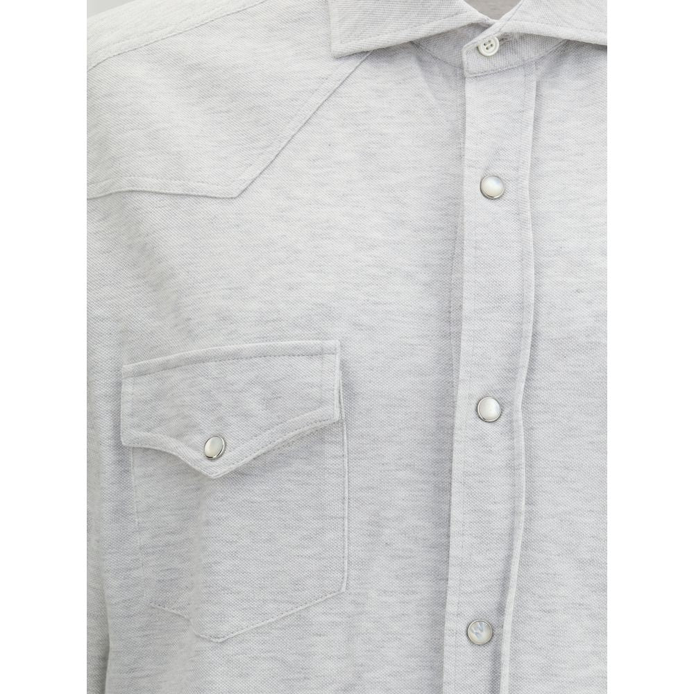 Brunello Cucinelli Gray Cotton Shirt
