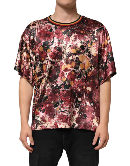Dolce & Gabbana – Mehrfarbiges Oversize-T-Shirt aus Polyester mit Marmor-Print