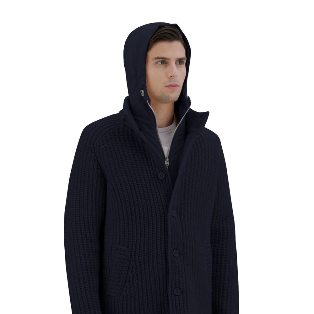 Herno Blue Wool Men Bomber Jacket
