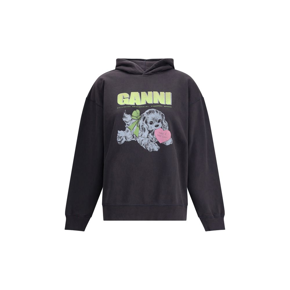 Ganni Black Cotton Sweatshirt
