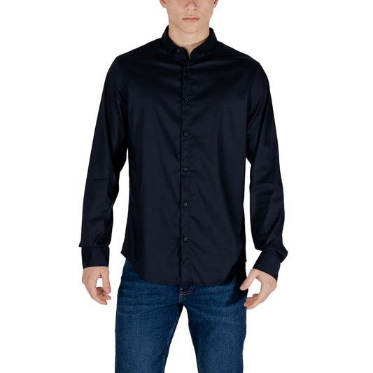 Armani Exchange Blue Lyocell Shirt