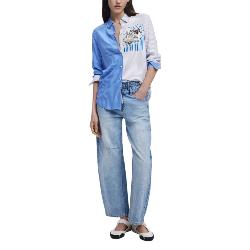 Desigual Light Blue Viscose Shirt