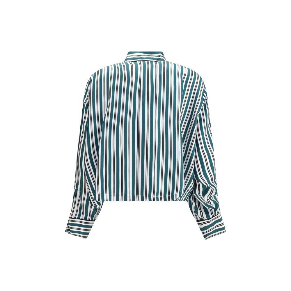 Max Mara Green Silk Pattern Shirt
