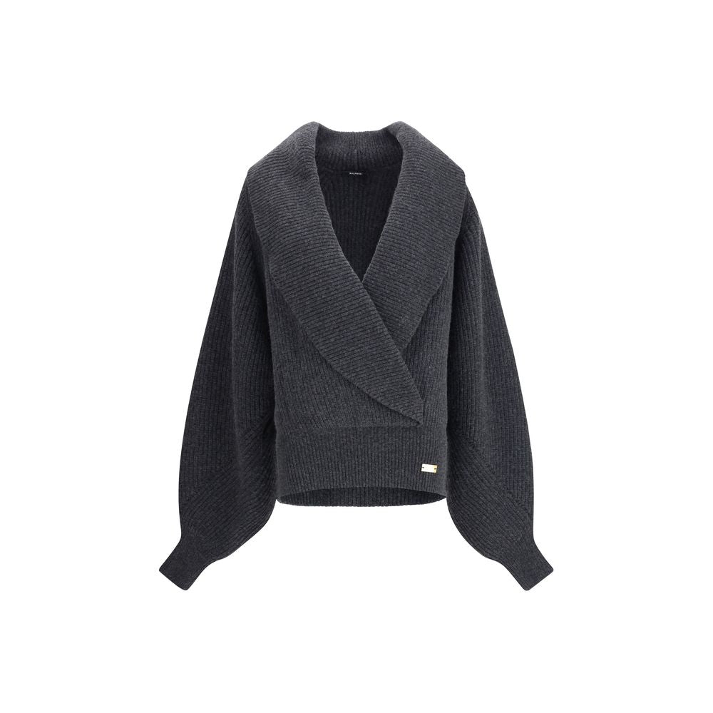 Balmain Gray Wool Sweatshirt