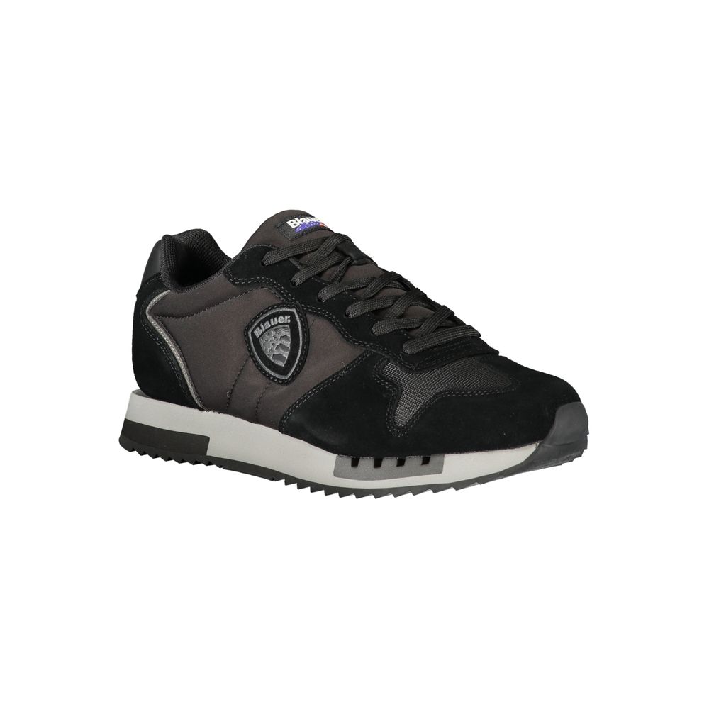 Blauer Black Leather Men Sneaker