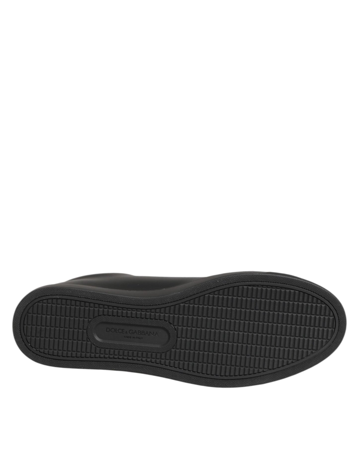 Dolce & Gabbana Schwarze Leder-Sneakers mit Kristallherz