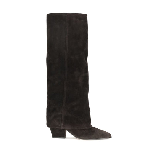 Paris Texas Brown Calf Leather Bos Taurus Flat Boots