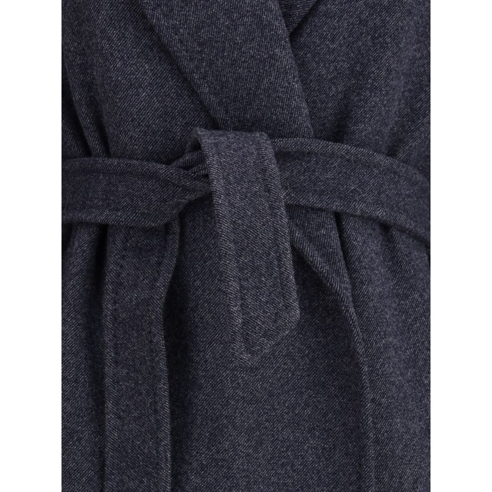 Max Mara Blue Fleece Wool Coat