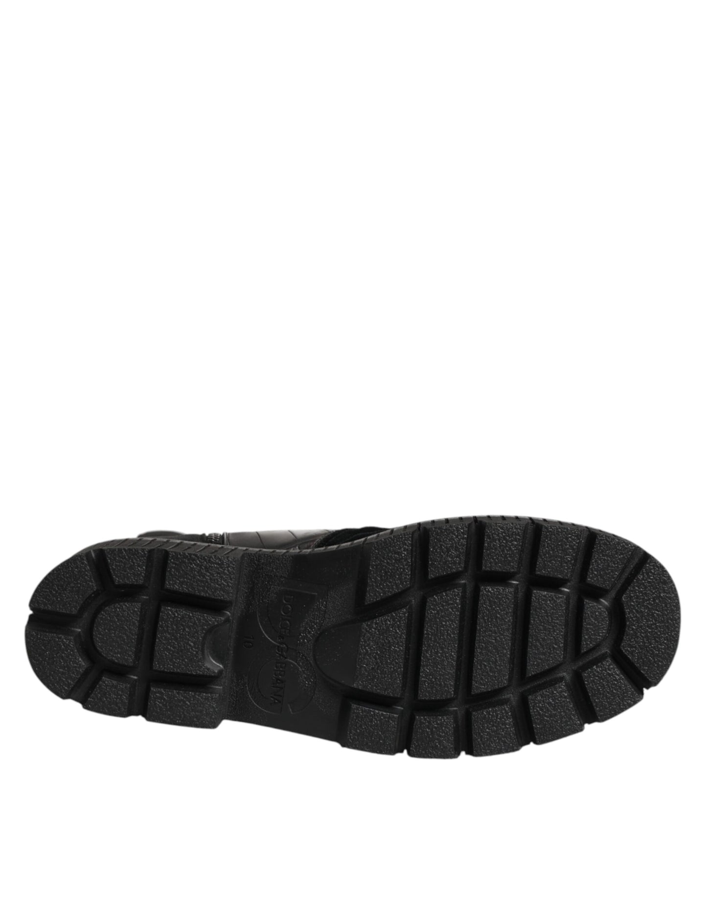 Dolce & Gabbana Black Patchwork Leather Mid Calf Boot Shoes