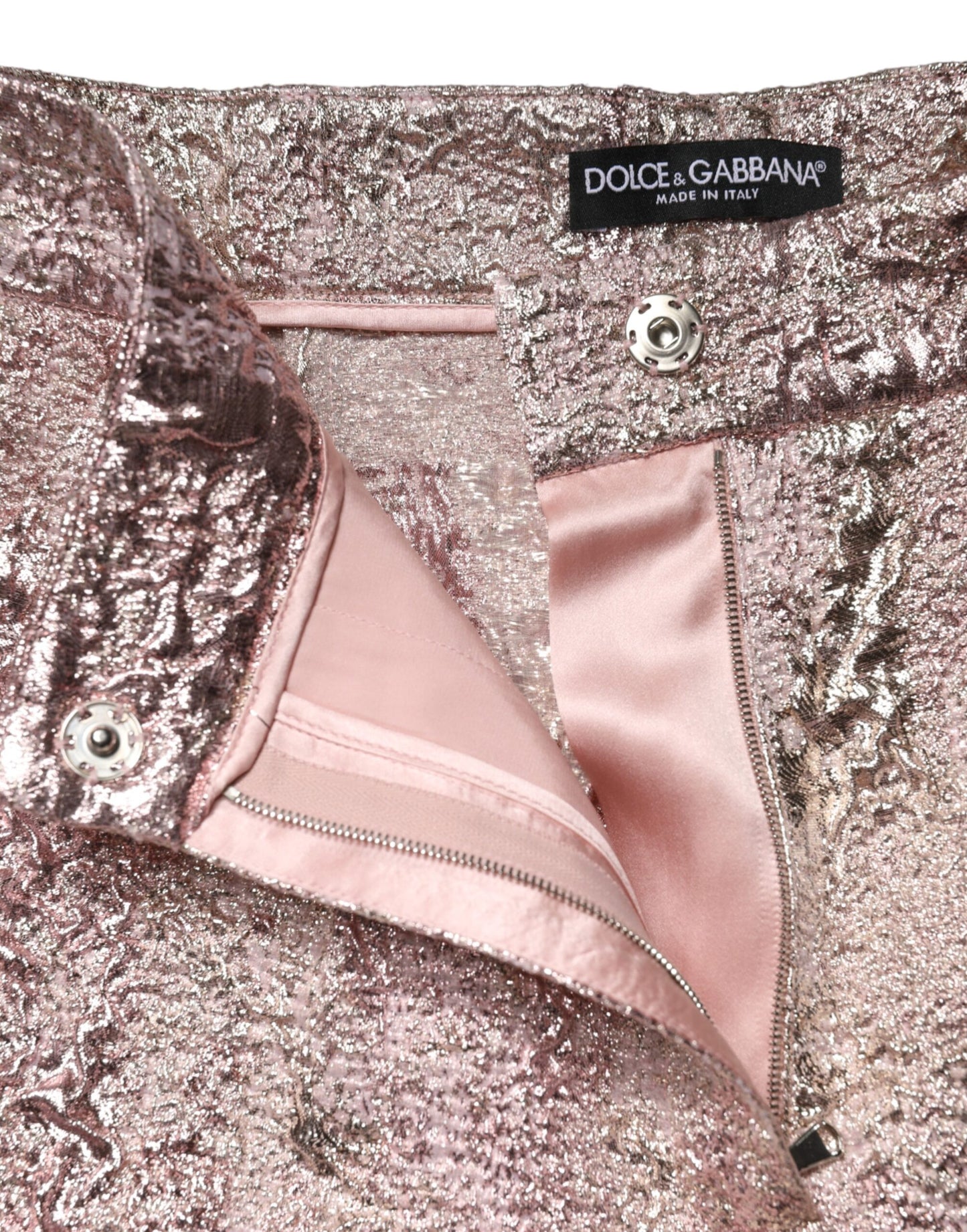 Dolce & Gabbana Pink Jacquard High Waist Hotpants Shorts