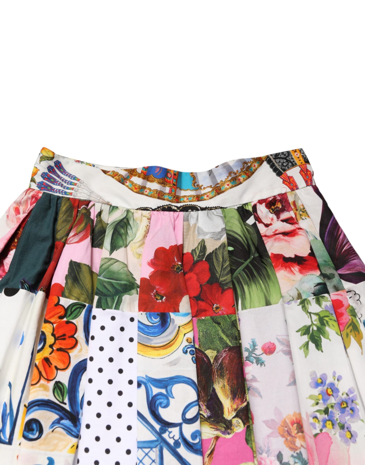 Dolce & Gabbana Multicolor Patchwork High Waist Midi Skirt