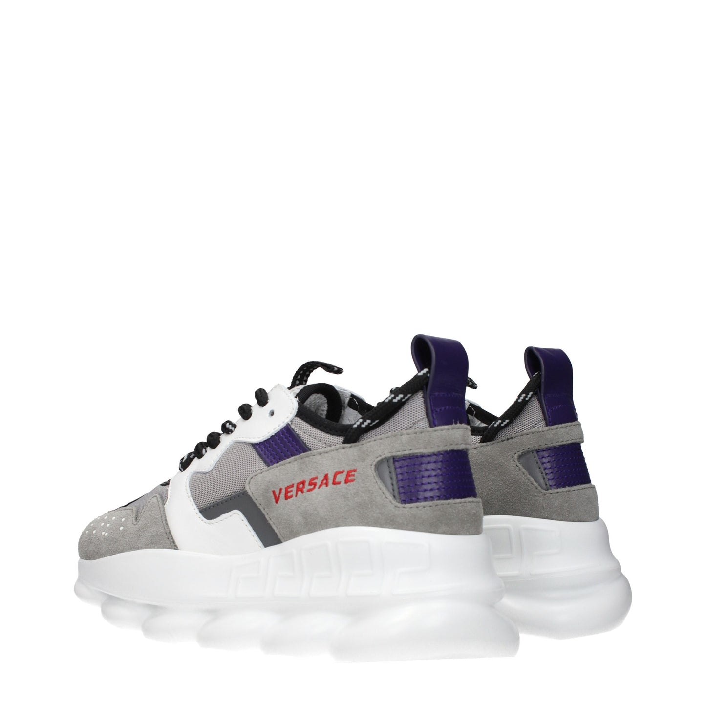 Versace Gray Leather Athletic Sneakers