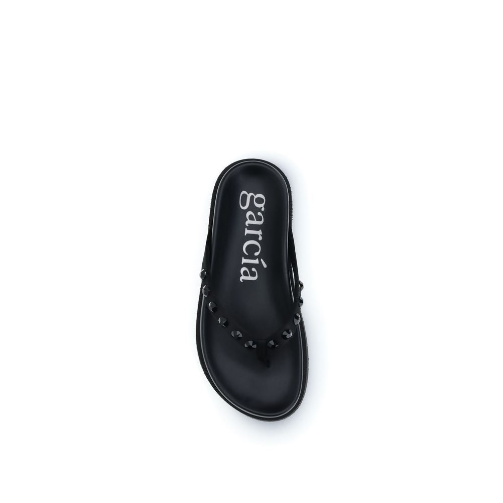 Pedro García Black Rubber Flip-Flop Sandals