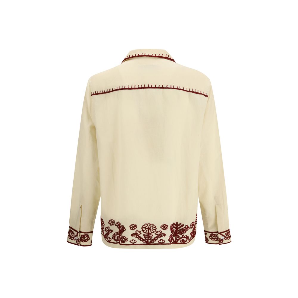 Baziszt Cream Hemp Pattern Shirt