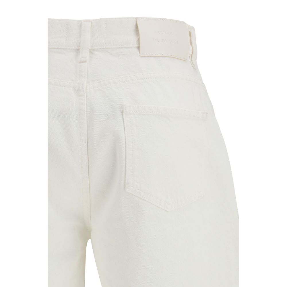 Loulou De Saison Cream Cotton Straight-Leg Jeans