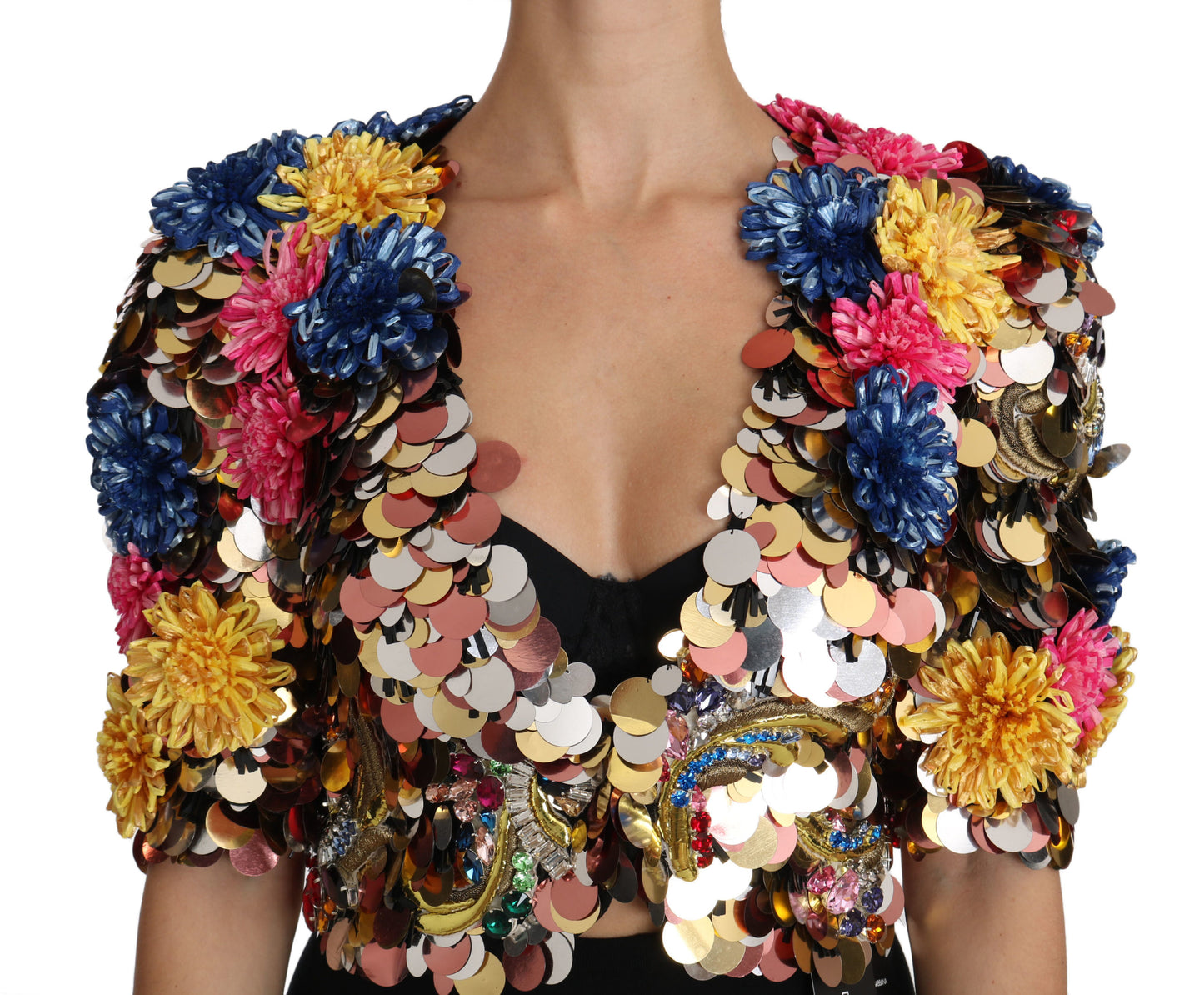 Dolce &amp; Gabbana – Mantel mit Blumenmuster und Kristallpailletten