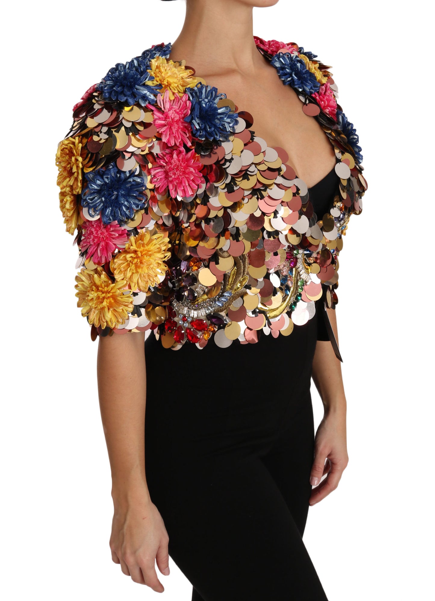 Dolce &amp; Gabbana – Mantel mit Blumenmuster und Kristallpailletten