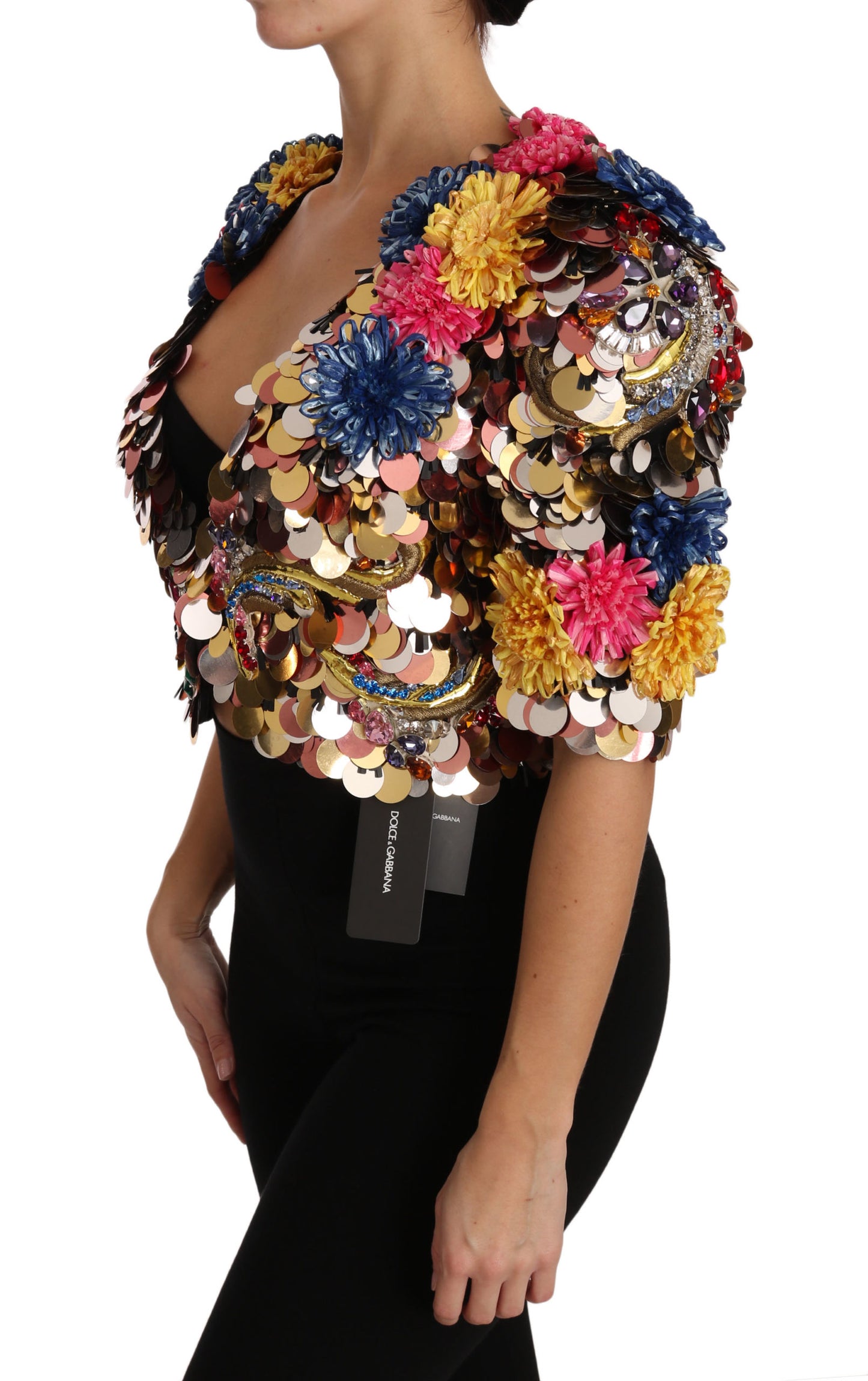 Dolce &amp; Gabbana – Mantel mit Blumenmuster und Kristallpailletten