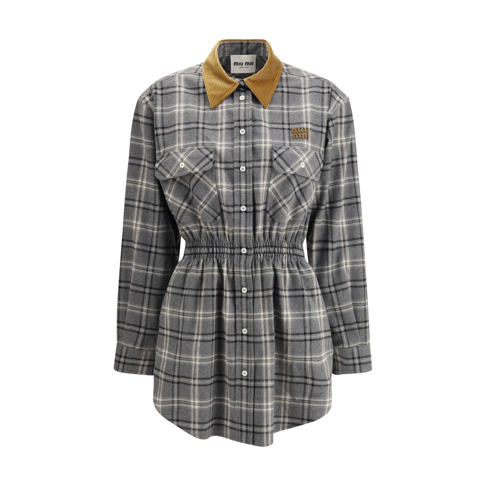 Miu Miu Gray Cotton Casual Dress
