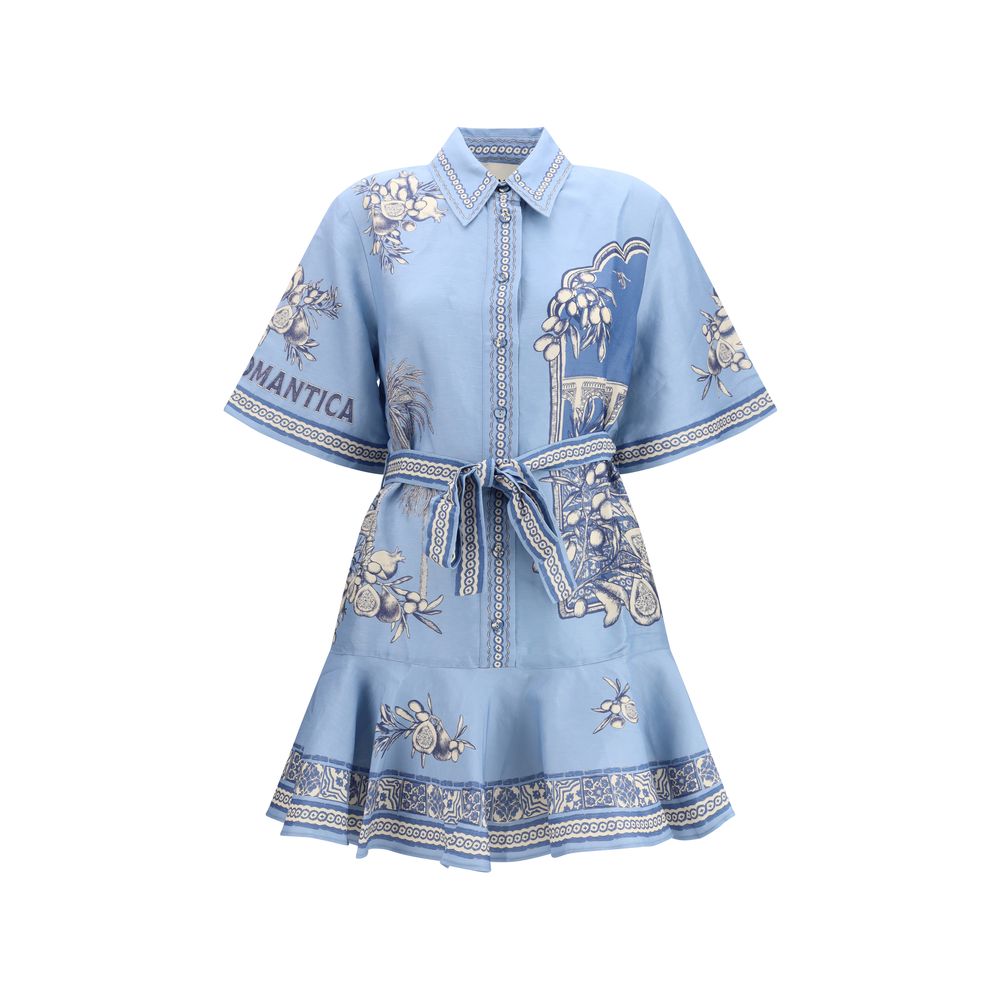 Alemais Blue Linen Casual Dress