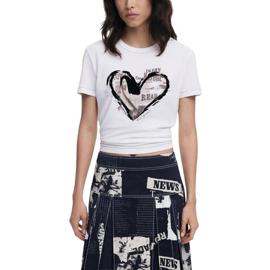 Desigual White Cotton T-Shirt