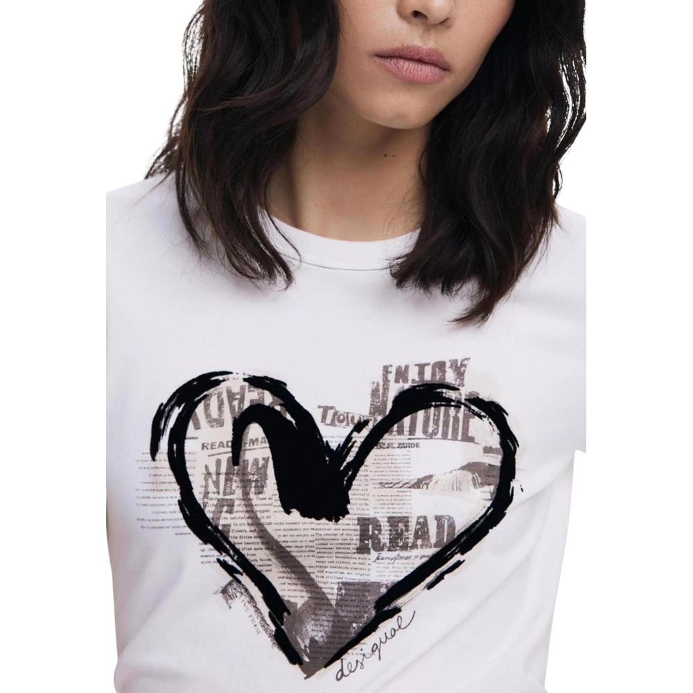 Desigual White Cotton T-Shirt