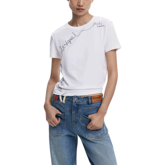 Desigual White Cotton T-Shirt