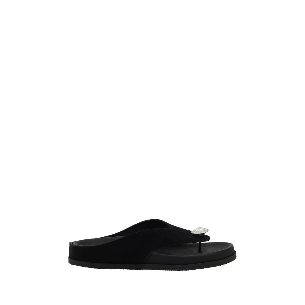 Pedro García Black Calf Leather Bos Taurus Strap-On Sandals