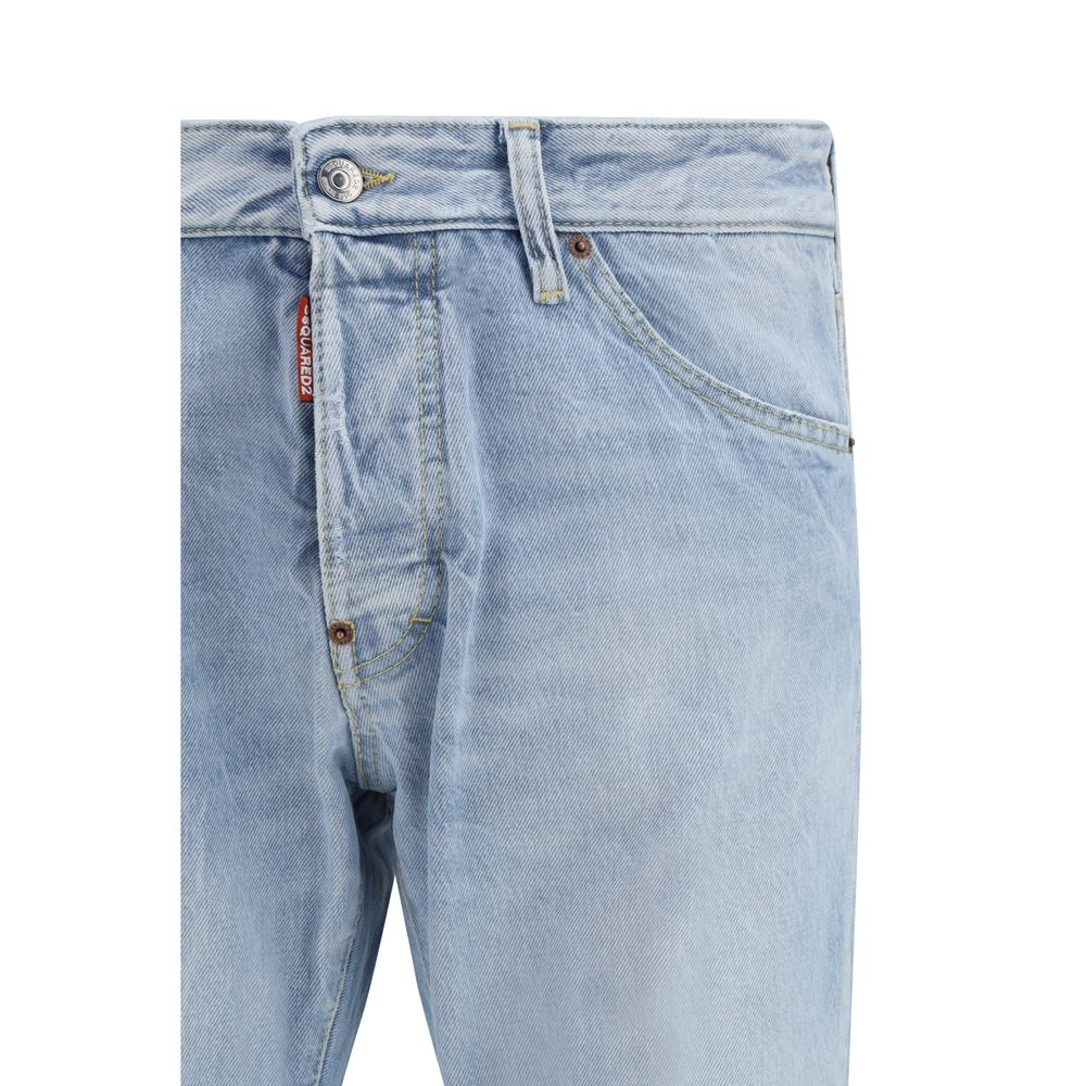 Dsquared² Blue Cotton Straight-Leg Jeans